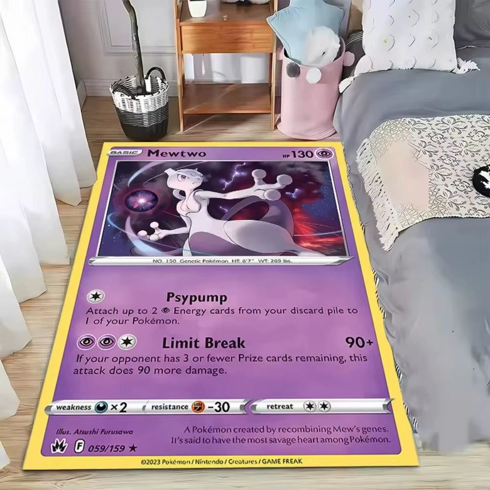 Japanese Game Pokemon Card Pattern Carpet for Living Room Decor Bedroom Bedside Leisure Area Floor Mats Welcome Rug Gift