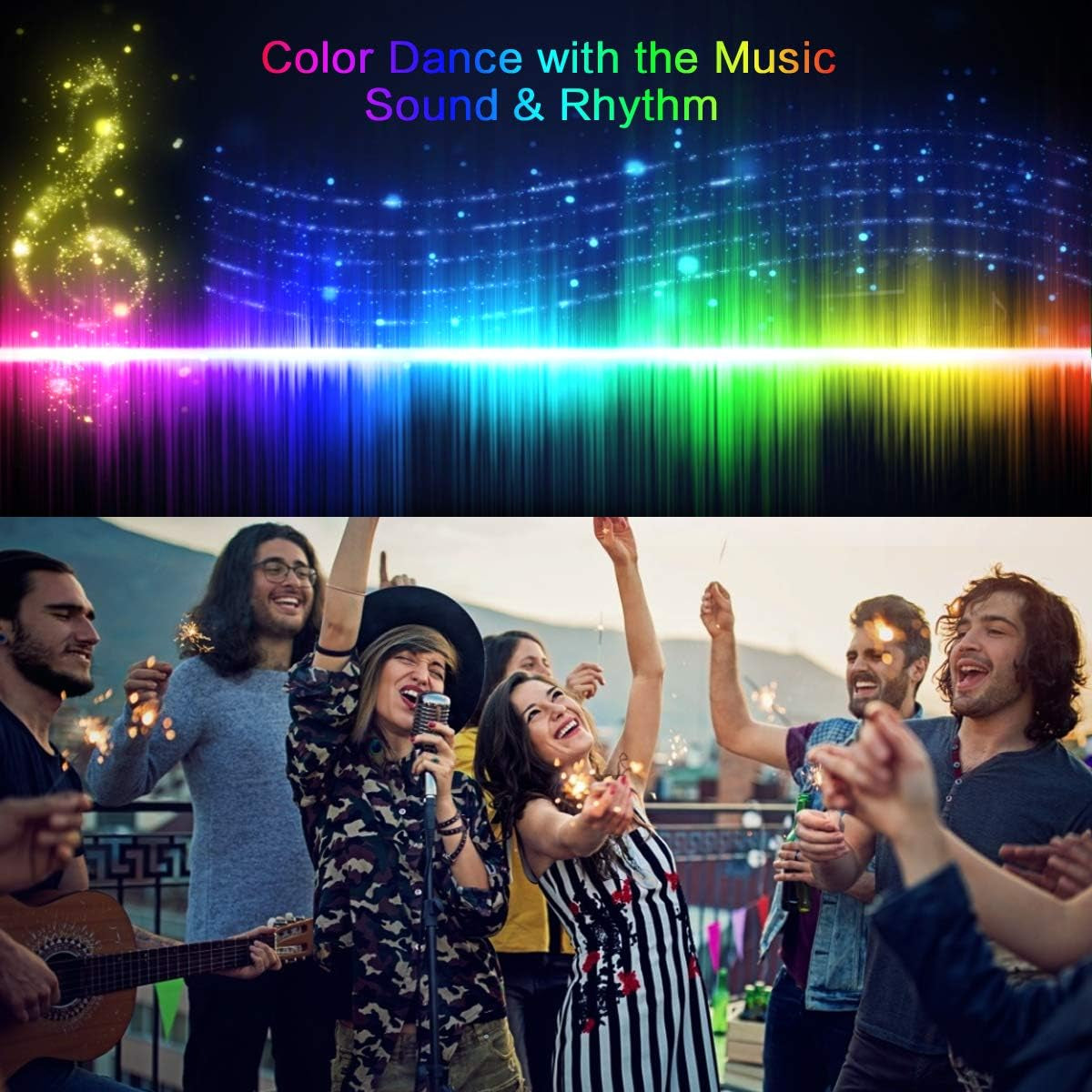 150Ft LED Strip Lights,Rgb Color Changing by 40Key Remote and Phone, LED Strip Lights Music Sync,Smart LED Strip Lights for Bedroom 150Feet