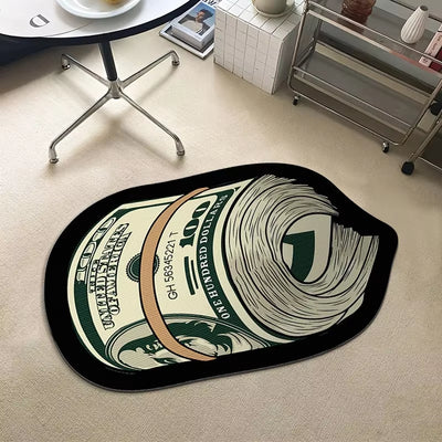 Creative Money Shaped Carpet Personality Imitation Money Rug Dollar Rug for Bedroom Irregular Art Floor Mat Door