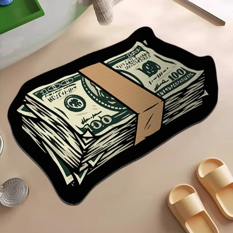 Creative Money Shaped Carpet Personality Imitation Money Rug Dollar Rug for Bedroom Irregular Art Floor Mat Door