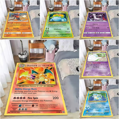 Japanese Game Pokemon Card Pattern Carpet for Living Room Decor Bedroom Bedside Leisure Area Floor Mats Welcome Rug Gift
