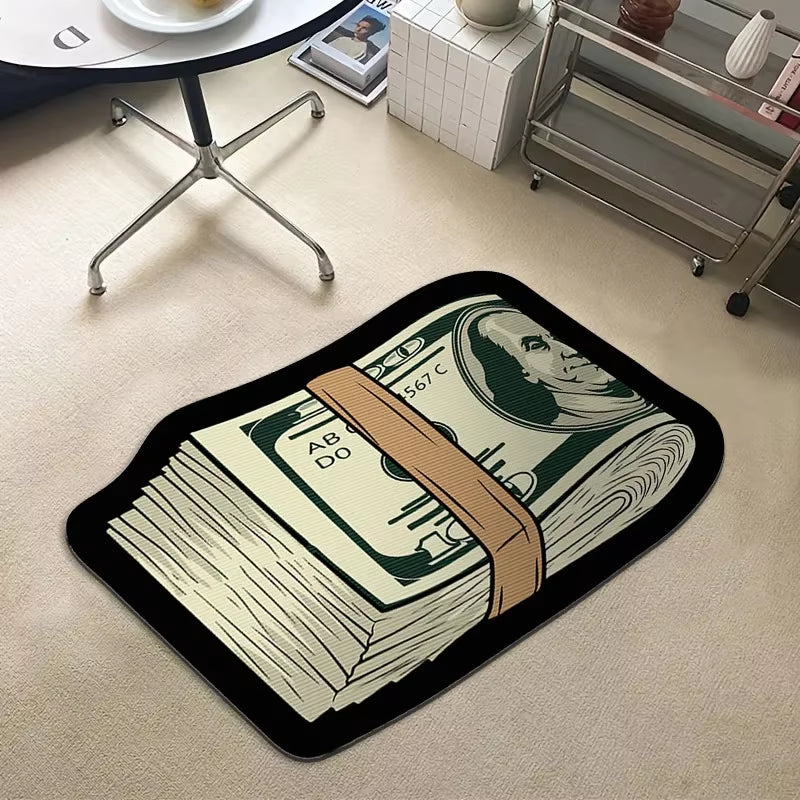 Creative Money Shaped Carpet Personality Imitation Money Rug Dollar Rug for Bedroom Irregular Art Floor Mat Door