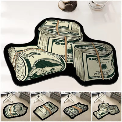 Creative Money Shaped Carpet Personality Imitation Money Rug Dollar Rug for Bedroom Irregular Art Floor Mat Door