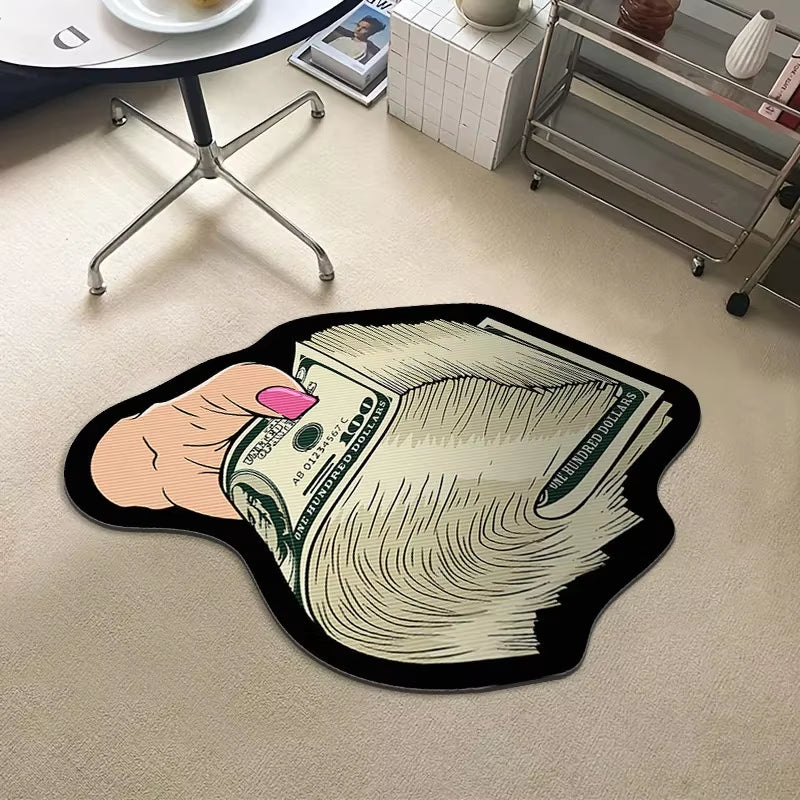 Creative Money Shaped Carpet Personality Imitation Money Rug Dollar Rug for Bedroom Irregular Art Floor Mat Door
