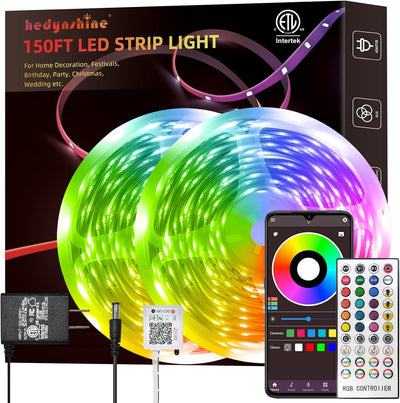 150Ft LED Strip Lights,Rgb Color Changing by 40Key Remote and Phone, LED Strip Lights Music Sync,Smart LED Strip Lights for Bedroom 150Feet