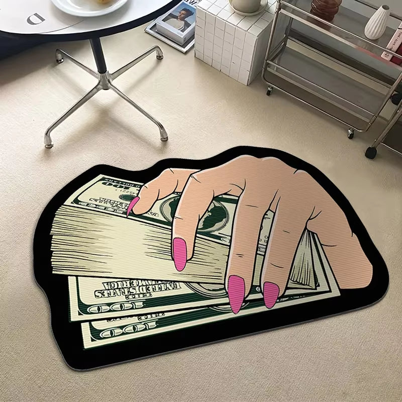 Creative Money Shaped Carpet Personality Imitation Money Rug Dollar Rug for Bedroom Irregular Art Floor Mat Door