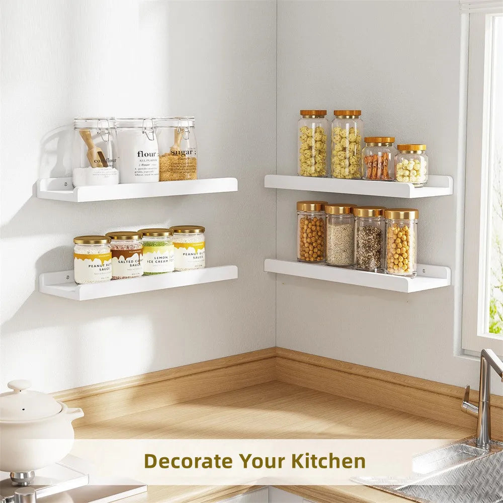 Modern Floating Shelves Set of 2 Wall Mounted Nursery Book Shelves Rustic Wooden Picture Ledge Shelf for Living Room Kitchen