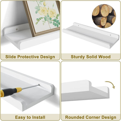 Modern Floating Shelves Set of 2 Wall Mounted Nursery Book Shelves Rustic Wooden Picture Ledge Shelf for Living Room Kitchen