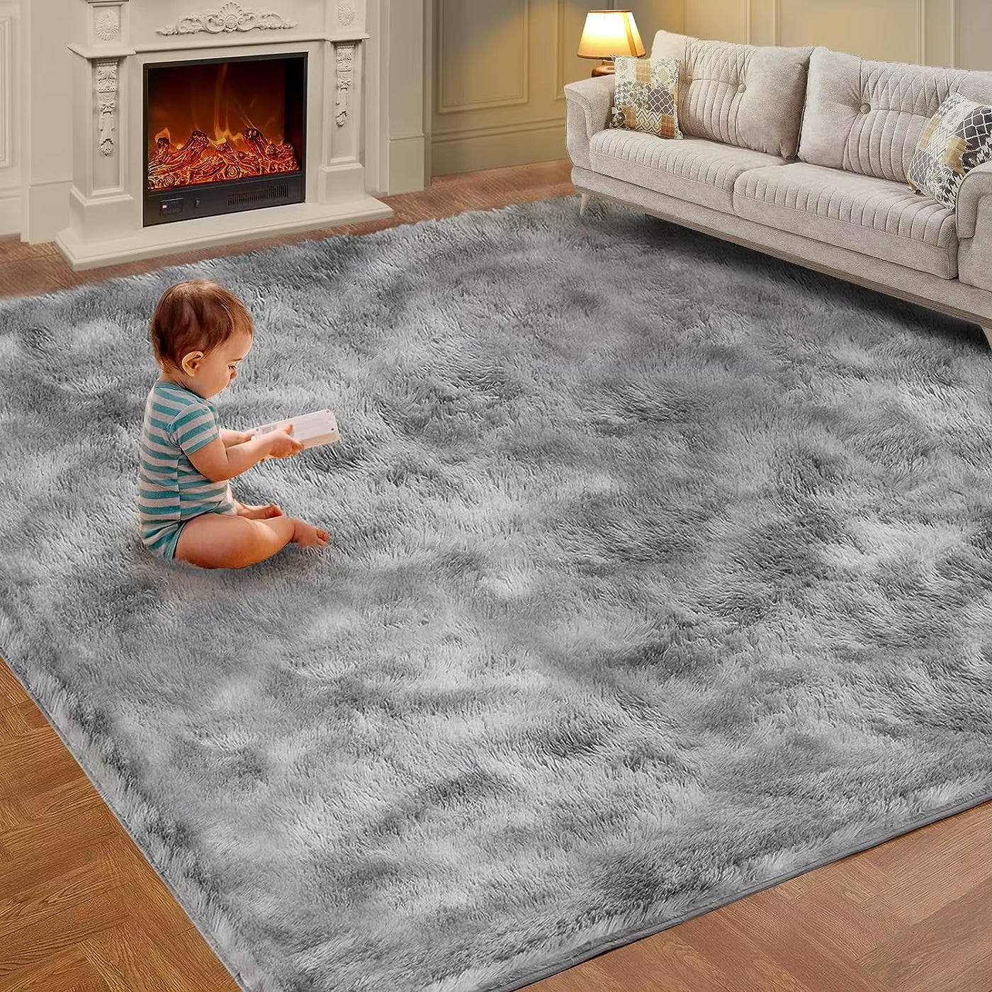 Tie-Dye Plush Carpet Soft Fluffy Living Room Bedroom Mat Home Decor Children'S Room Baby Crawling Non-Slip Floor Mat