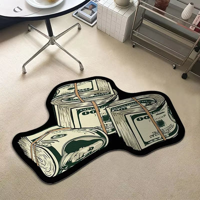 Creative Money Shaped Carpet Personality Imitation Money Rug Dollar Rug for Bedroom Irregular Art Floor Mat Door