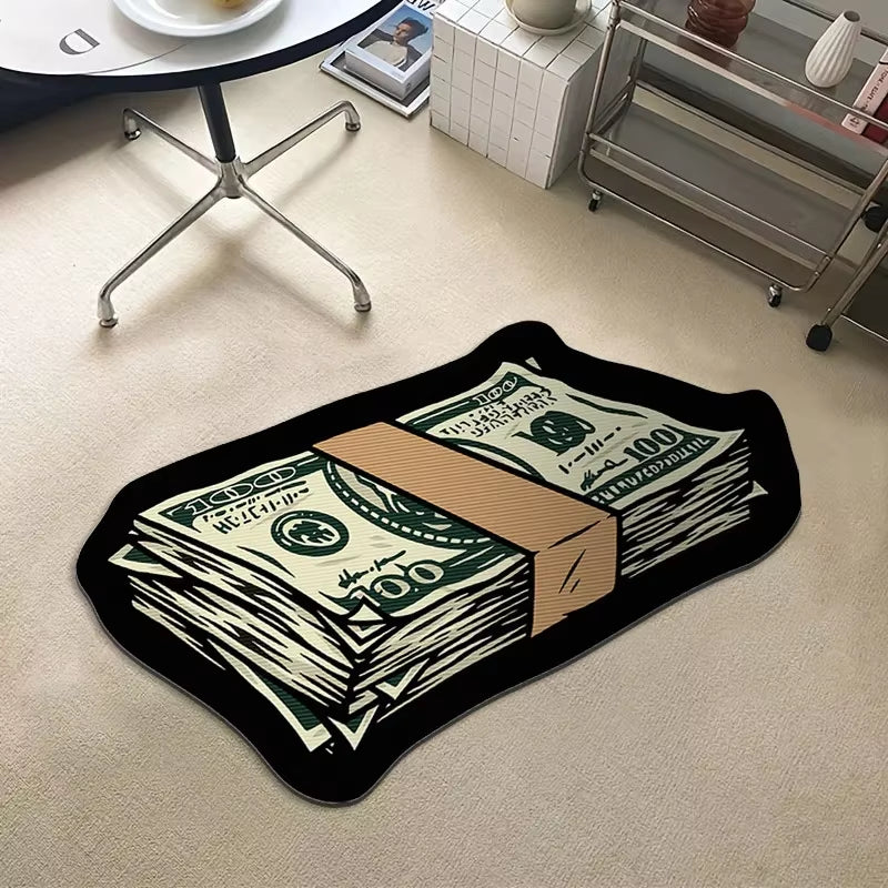 Creative Money Shaped Carpet Personality Imitation Money Rug Dollar Rug for Bedroom Irregular Art Floor Mat Door
