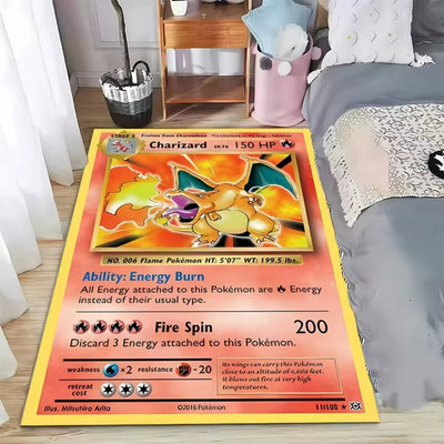 Japanese Game Pokemon Card Pattern Carpet for Living Room Decor Bedroom Bedside Leisure Area Floor Mats Welcome Rug Gift
