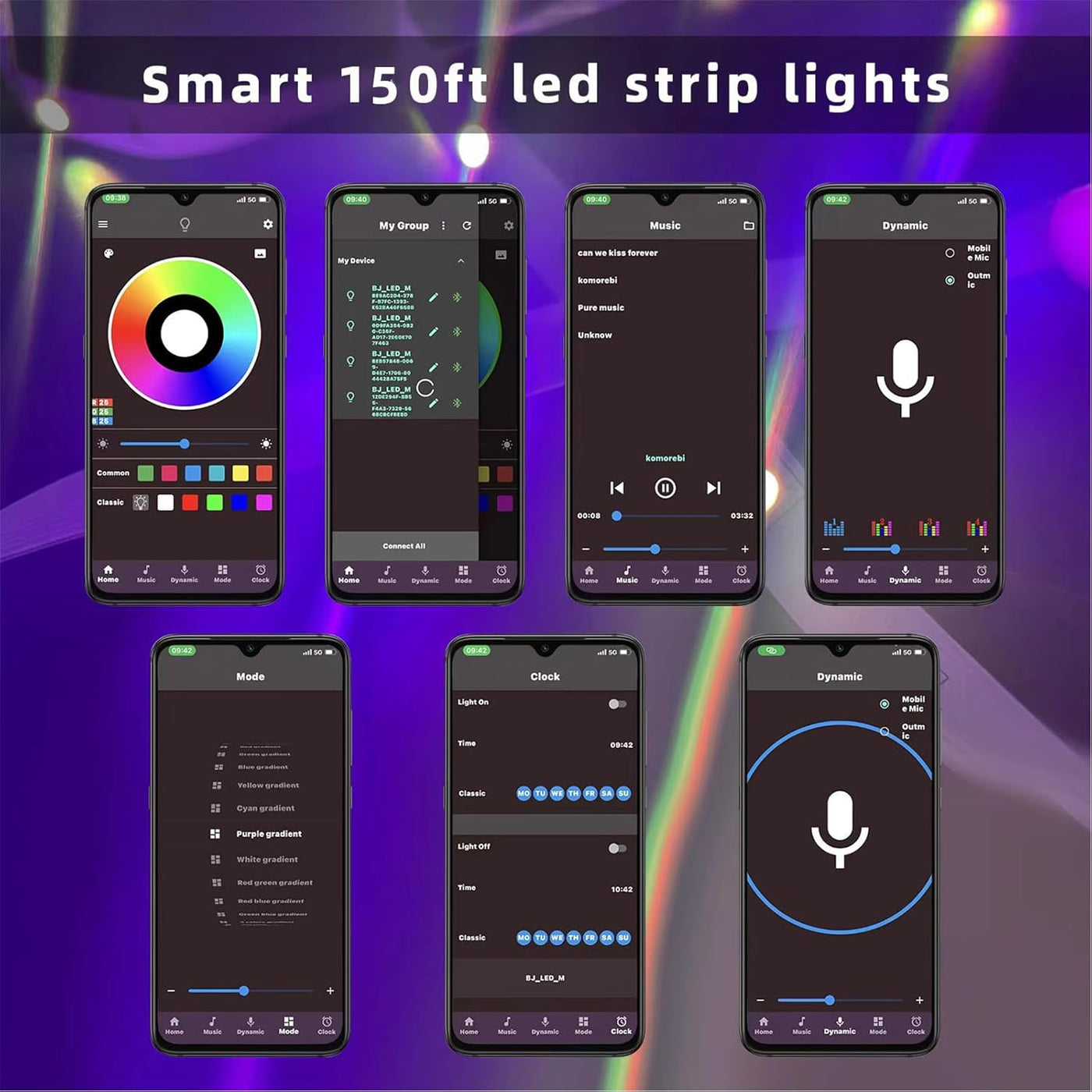 150Ft LED Strip Lights,Rgb Color Changing by 40Key Remote and Phone, LED Strip Lights Music Sync,Smart LED Strip Lights for Bedroom 150Feet