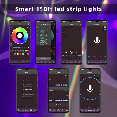 150Ft LED Strip Lights,Rgb Color Changing by 40Key Remote and Phone, LED Strip Lights Music Sync,Smart LED Strip Lights for Bedroom 150Feet