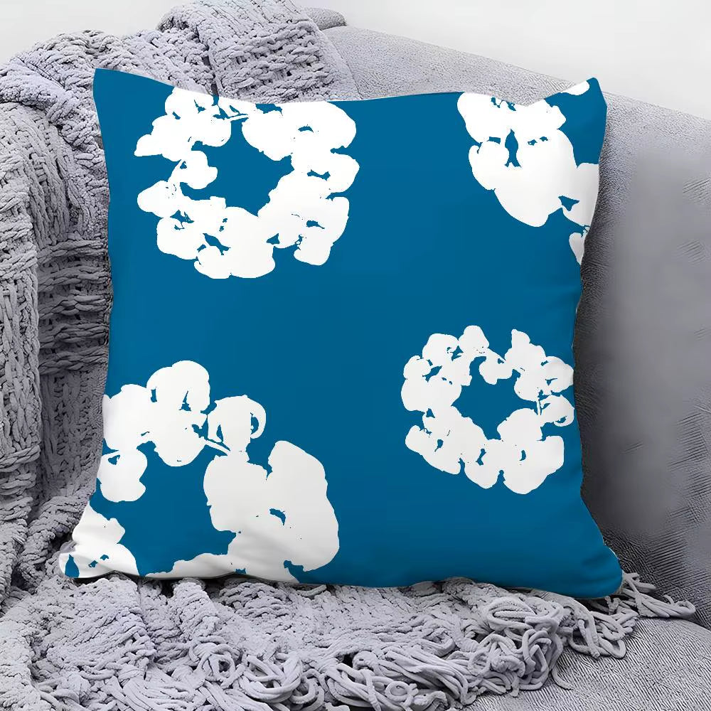 Luxury D-Denim T-Tears Pillow Case Square Double‑Sided Print Cushion Case for Sofa Home Bedchamber Decor Gift