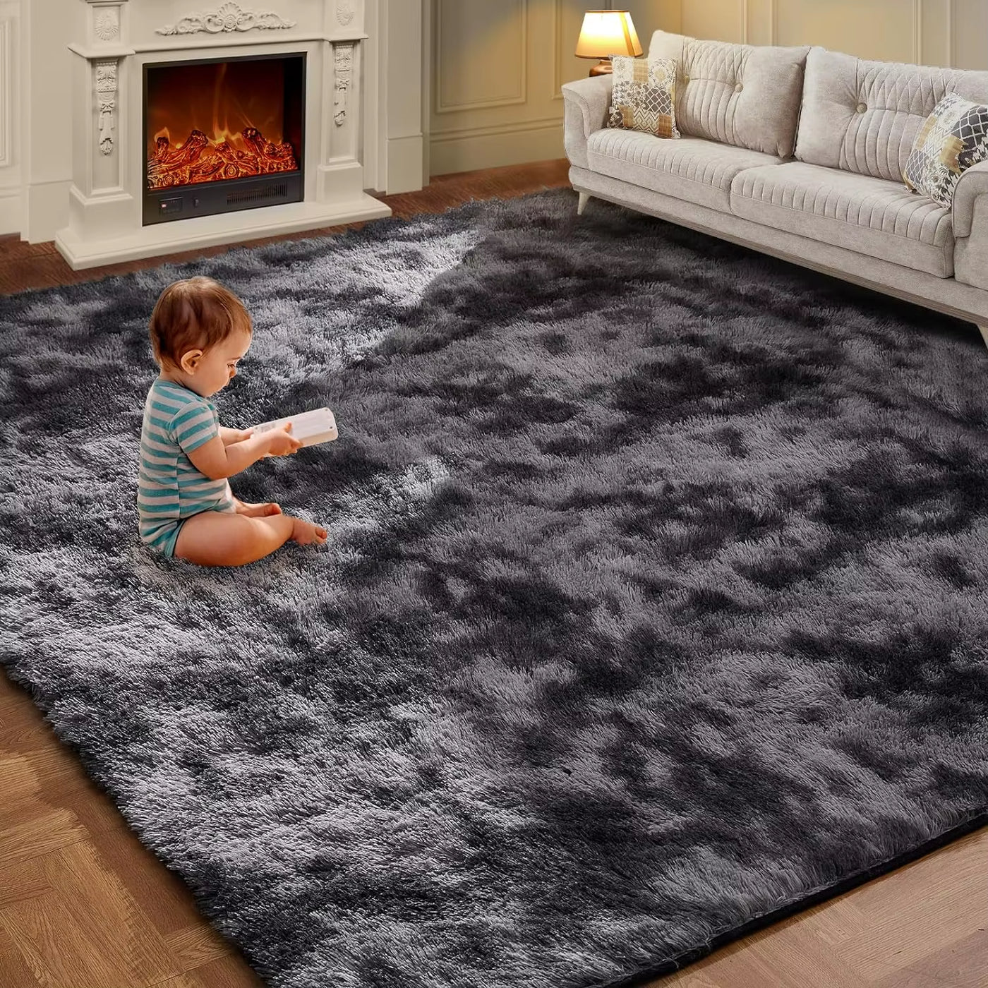 Tie-Dye Plush Carpet Soft Fluffy Living Room Bedroom Mat Home Decor Children'S Room Baby Crawling Non-Slip Floor Mat