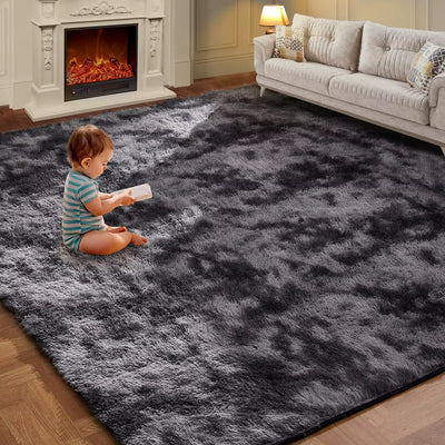 Tie-Dye Plush Carpet Soft Fluffy Living Room Bedroom Mat Home Decor Children'S Room Baby Crawling Non-Slip Floor Mat